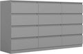Vibe & Dine 12 Drawer Dresser, Grey Dressers for Bedroom Free Handle, Modern Chest of Drawers with Wide Storage for Closet, Living Room, Hallway