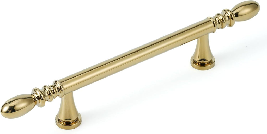 10 Pack Solid Brass Cabinet Pulls 3.78' Hole Center Drawer Pulls Gold Cabinet Handles for Cupboard Dresser Wardrobe Furniture and Bathroom Fixture