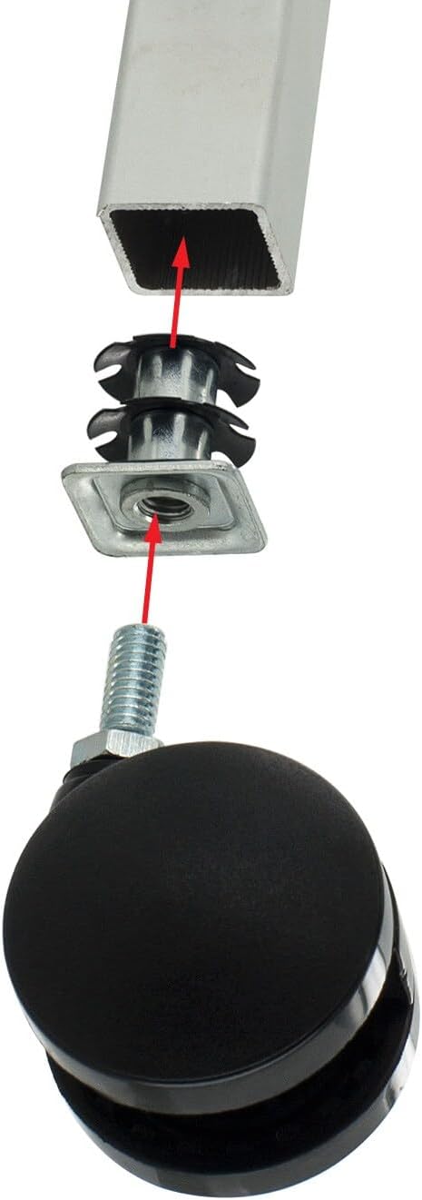 Outwater Industries Double Star Threaded Caster Insert | Heat Treated Steel | Fits 1-1/2 Inch Square 16-18 Gauge Tube | Thread: 3/8-16 | 100 Pack