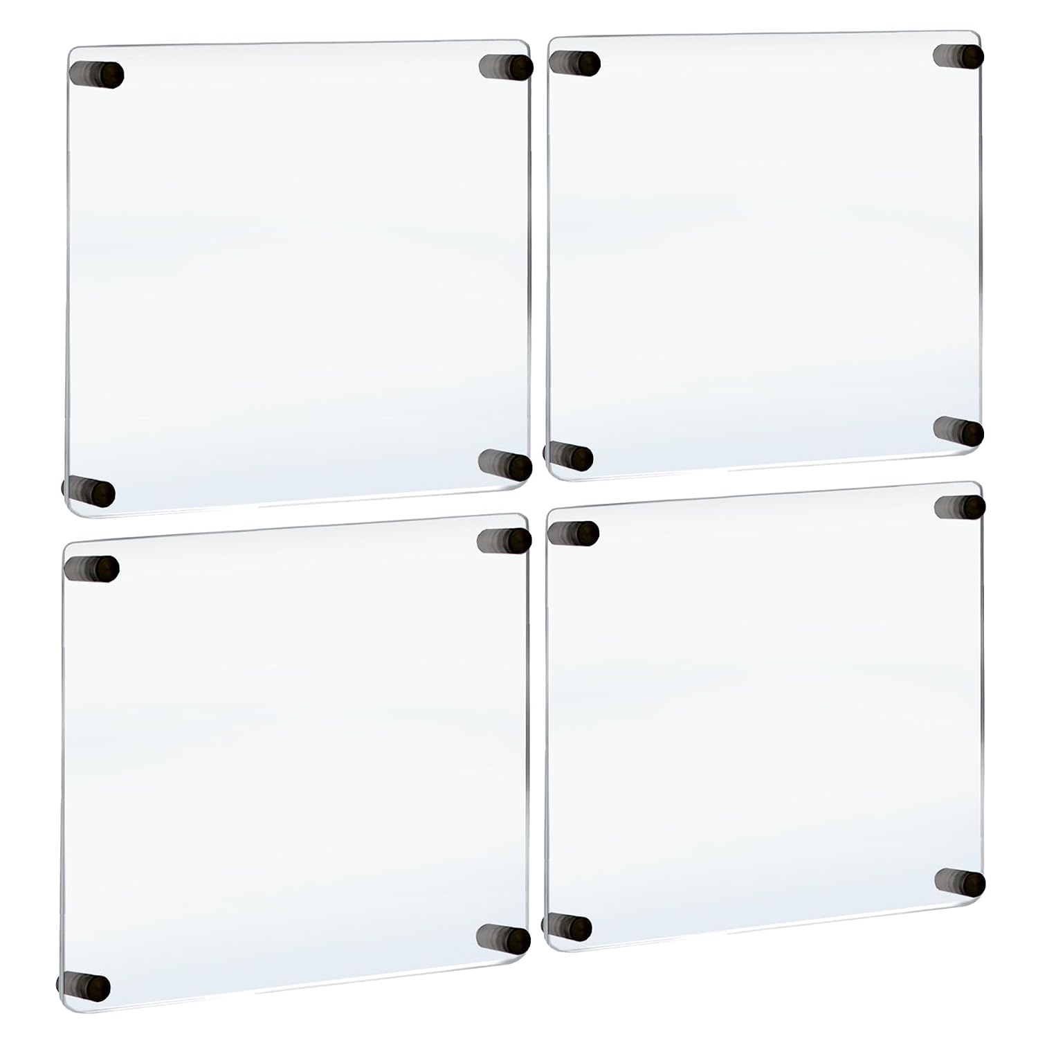 Azar Displays 105520-BLK Floating Acrylic Gallery Wall Set of Four Floating Frames with Stand Off Caps: 16' x 16' Graphic Size, Overall Frame Size: 20' x 20', Black, 4-Pack