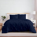 Kotton Culture 120'x 120' 1 Pc Super King Plus Pinch Pleated - Pintuck Duvet Cover Only - 100% Egyptian Cotton 1000 TC - Zipper Closure & 7 Internal Ties- Fits Extra Large King Inserts - Navy Blue
