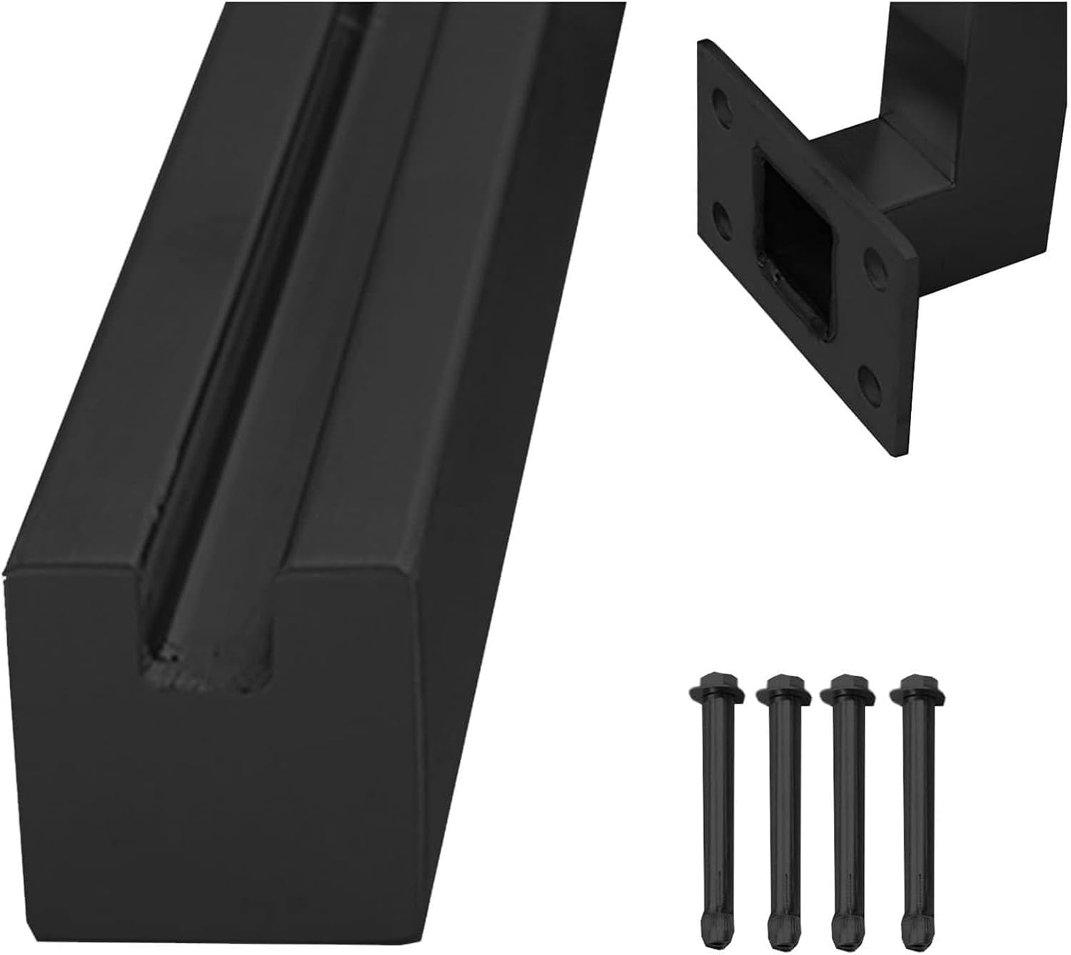 Wall Side Mount Black Glass Railing Post Side Mount, Outdoor Pool Fence Panels Baluster Post, Deck Railing System with Complete Kit for Exterior Steps Villas Balcony/ Stairway(Right End Post,65cm/25.6