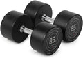 Titan Fitness Round Urethane Dumbbells, Medium Volcano Knurling, 33mm Grip, Easy-to-Read Weight Indicators, Free Weights for Strength Training