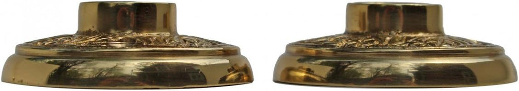 Renovators Supply Manufacturing Brass Victorian Door Knob Rossettes Pair 2' W Backplate Traditional Cabinet Knob Back Plate Hardware RSF Coated Roses Protective Furniture Holes with Screws Pack of 4