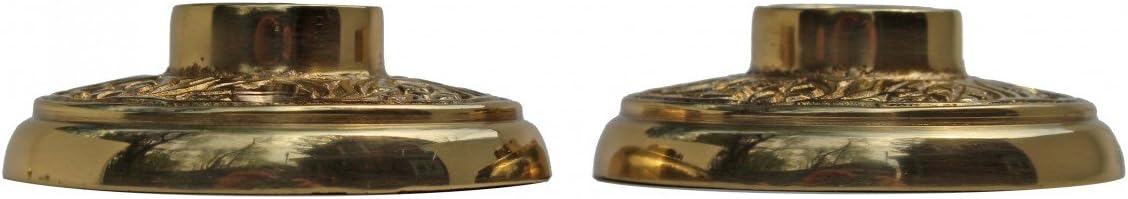 Renovators Supply Manufacturing Brass Victorian Door Knob Rossettes Pair 2' W Backplate Traditional Cabinet Knob Back Plate Hardware RSF Coated Roses Protective Furniture Holes with Screws Pack of 4
