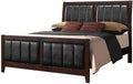 Coaster Carlton Eastern King Size Panel Bed with Black Padded Leatherette Tapered Legs Solid Wood and Veneers Construction, In Cappuccino