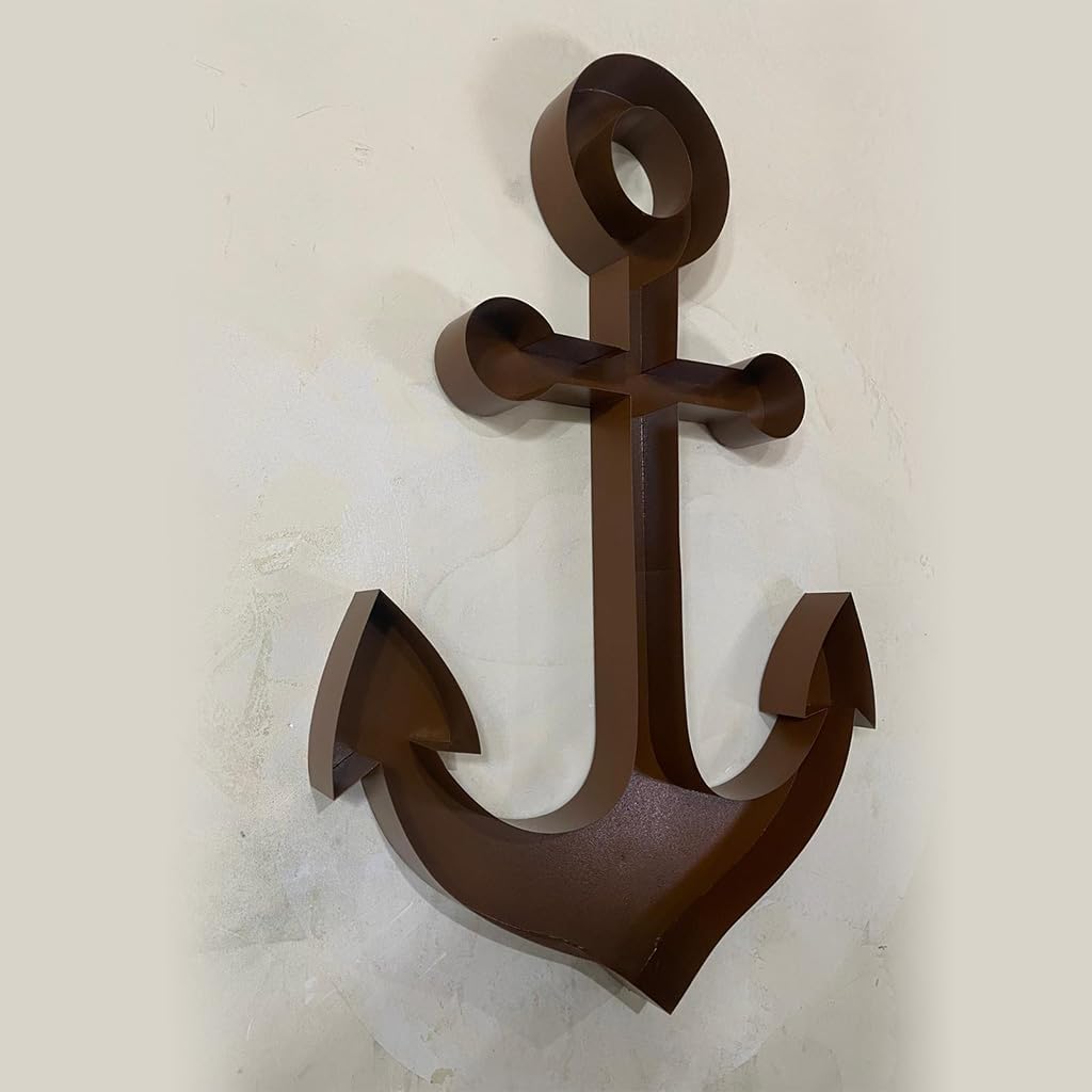 NEONSİGN Anchor Wine Cork Holder Sign Wall Decor – Nautical Metal Wall Art for Kitchen, Bar, or Dining Room (Black, 36x25 inches)