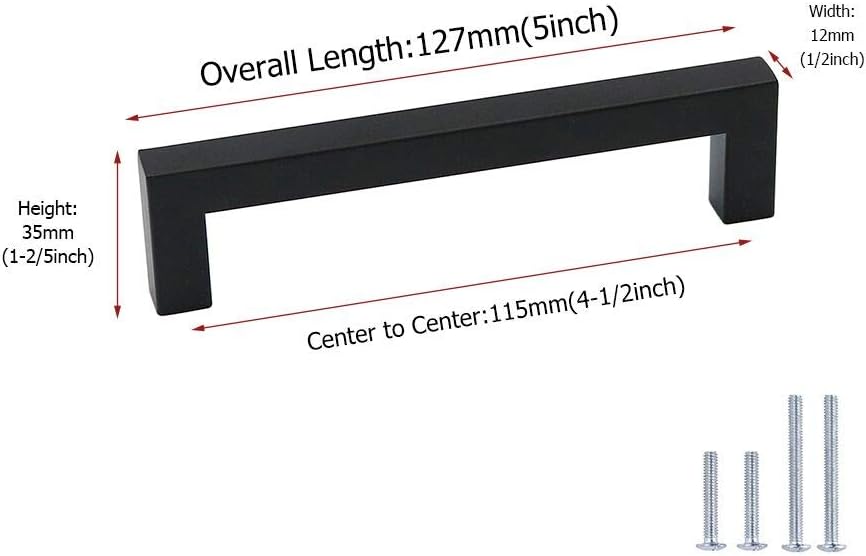 homdiy Black Kitchen Cabinet Handle - 1Pack Drawer Handle 4.5 Inch Furniture Hardware Bar Cabinet Pull LSJ12BK115