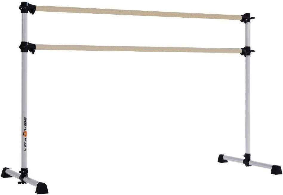 VITA Barre Portable Freestanding Double Ballet Barre, Prodigy, Wood | Adjustable Height, USA Made, Home or Gym Exercise Equipment for Kids & Adults | Dance, Fitness, Pilates