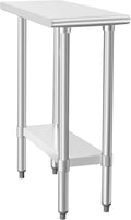 HARDURA Stainless Steel Work Table Commercial 30×12 Inches Kitchen Prep Table and Heavy Duty Commercial Workbench NSF 430 with Undershelf and Galvanized Legs