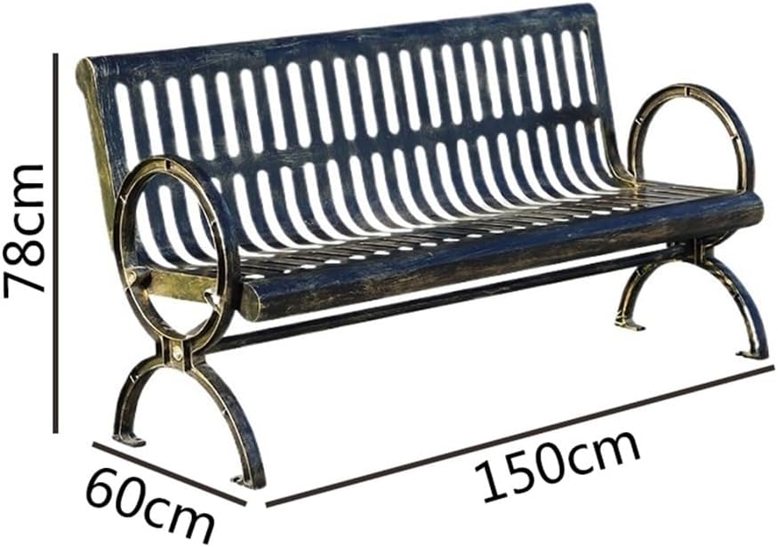 Outdoor Benches Antique Bronze Color Retro Outdoor Bench 1.5 Meters Double Bench with Backrest Park Garden Bench
