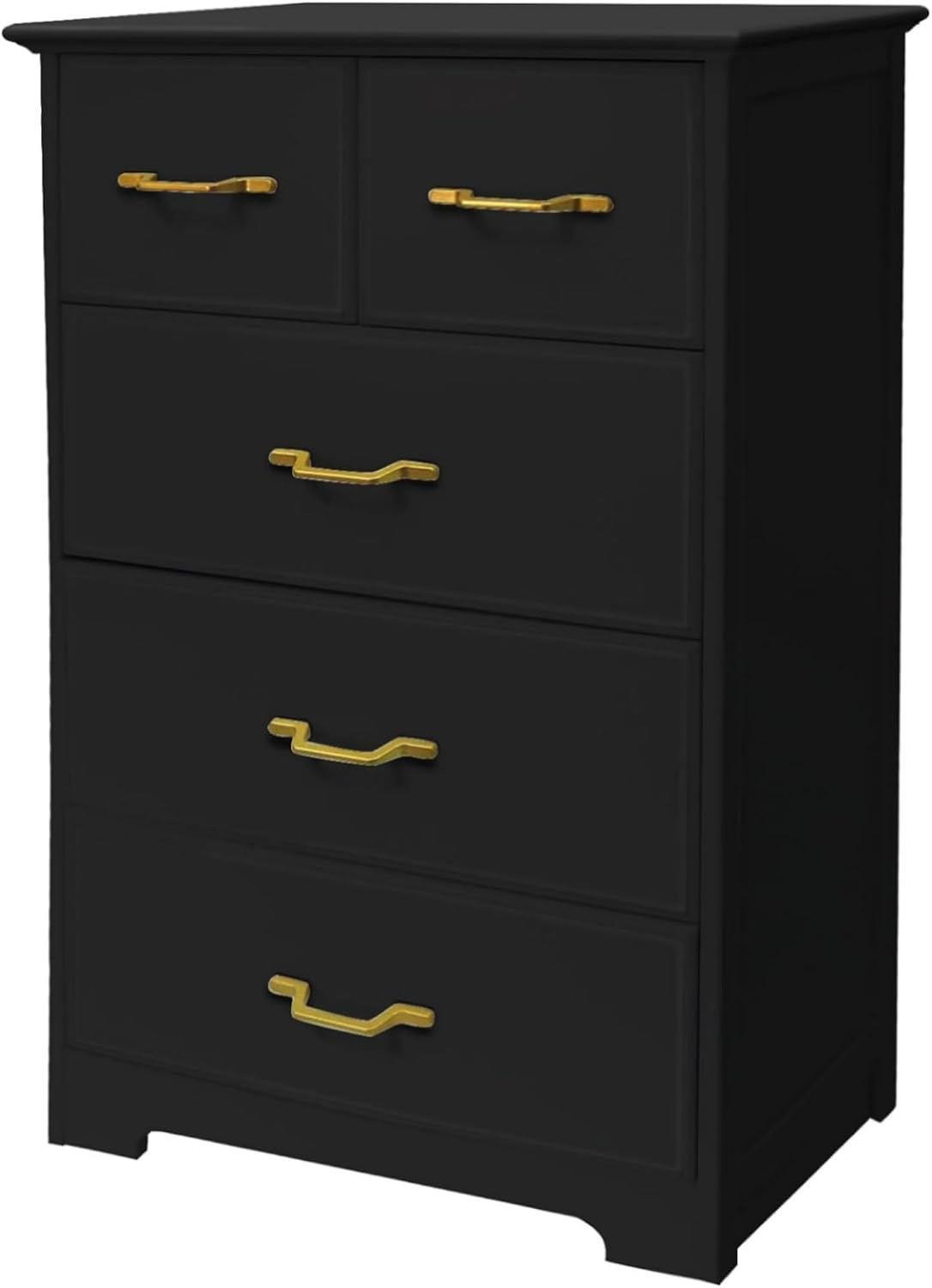 NEDYO 5 Drawer Dresser, Modern Tall Drawer Chest, Wooden Storage Organizer Cabinet for Bedroom, Living Room, Hallway, Entryway, Office. Black