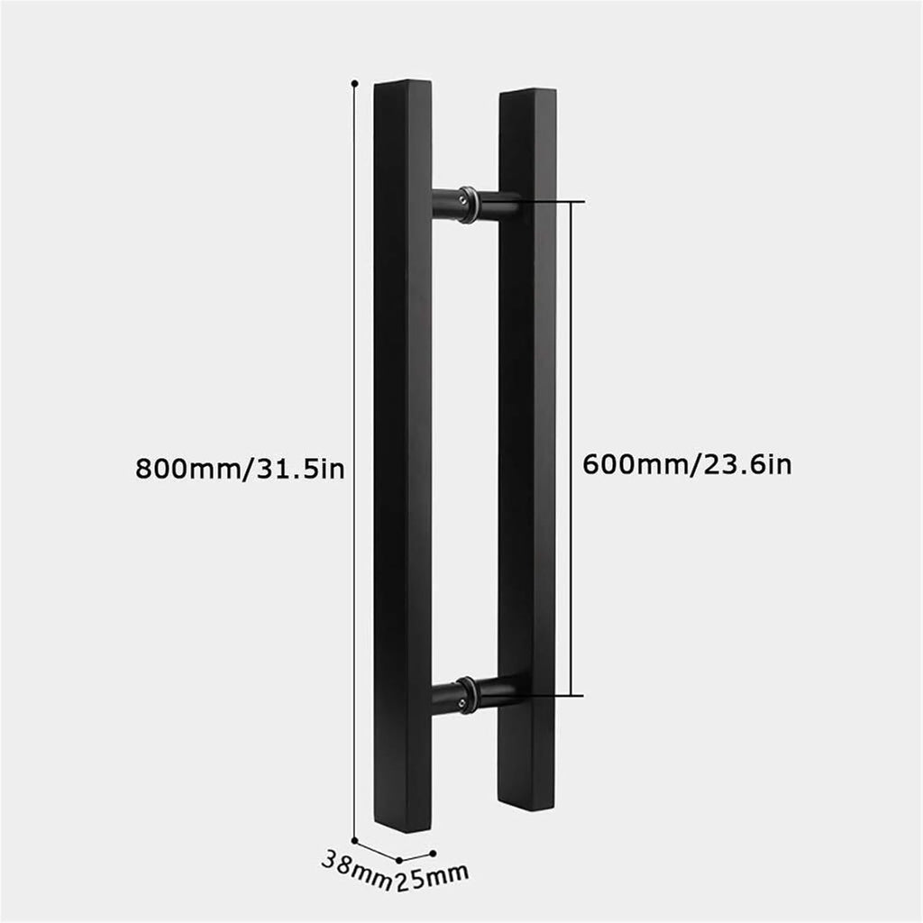 Door Handle Solid Standoffs Commercial Stainless Steel Office Push-Pull Door Glass Door Wooden Door Sliding Door Handle Black Square Tube Handle (Size : 800x600mm)