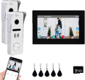 Wired Video Doorbell Apartment Intercom,7 inch Touch Screen Monitor 1080P Door Bell Camera TUYA Smart Home Door Phone Kits,3 in 1 Unlock RFID Card for Home Villa,32G (2 doorbell+1 Monitor)