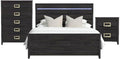 Picket House Chett King 3PC Bedroom Set with LED in Black