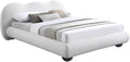 Meridian Furniture HydeCream-F Hyde Collection Modern | Contemporary Full Bed with Rich Cream Boucle Fabric, Both Natural and Black Finish Solid Wood Legs, 70.25' W x 85.5' D x 35.75' H, Cream, Full