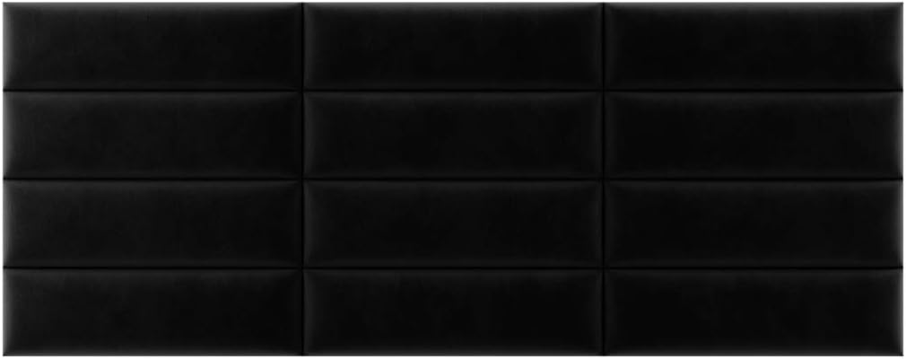Vänt Upholstered Wall Mounted Velvet Headboard Panels - Fredrick Layout - 117' X 46'- Configuration of 12 Individual Panels - Recommended for King-Cal King - Velvet/Black