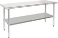 HARDURA Stainless Steel Table 30X72 Inches with Undershelf and Galvanized Legs NSF Heavy Duty Commercial Metel Table for Food Prep