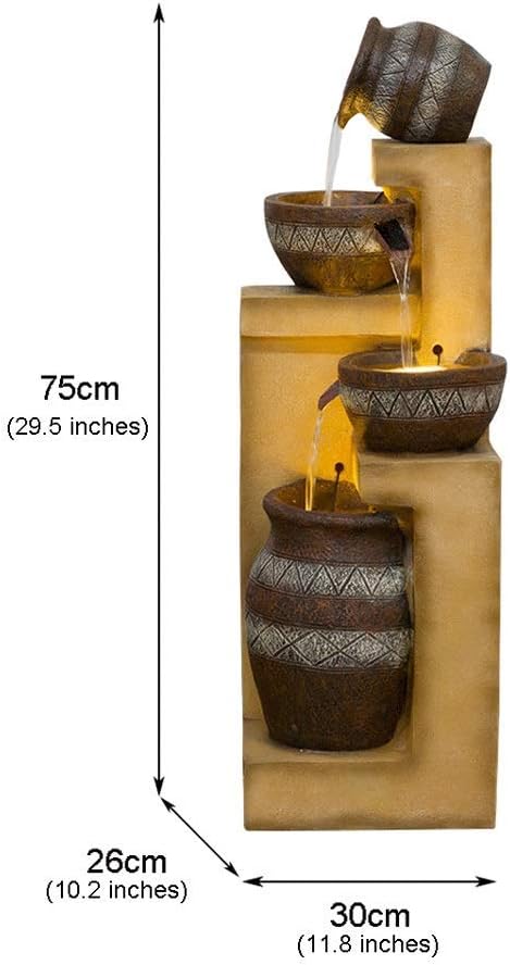 Indoor Fountains Water Fountain Cascading Resin-Rock Tabletop Fountain Indoors and Outdoors Water Feature Waterfall with LED Lights and Pump Decorative Fountain for Living Room Office Gardens Patios G