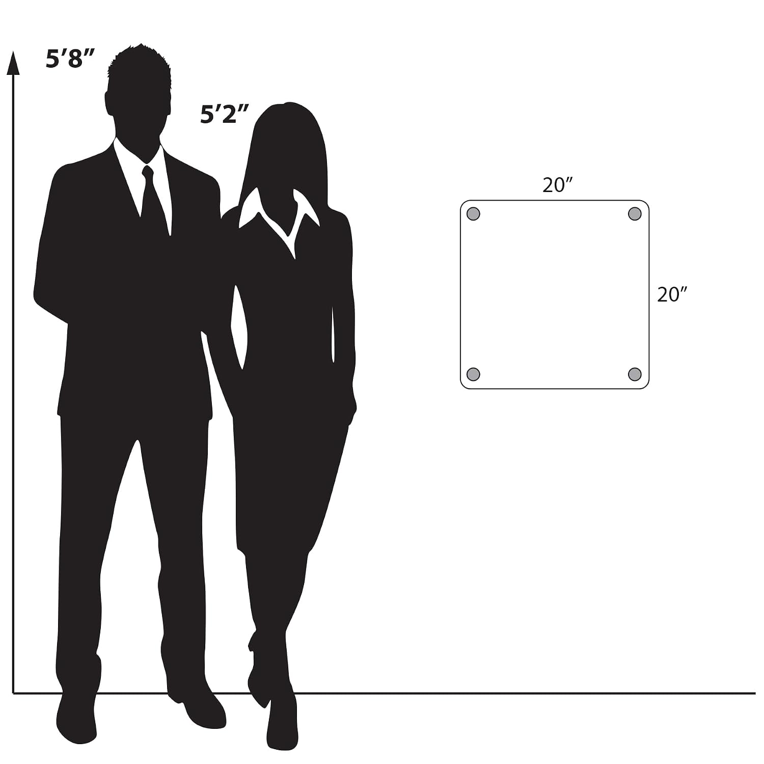 Azar Displays 105520-BLK Floating Acrylic Gallery Wall Set of Four Floating Frames with Stand Off Caps: 16' x 16' Graphic Size, Overall Frame Size: 20' x 20', Black, 4-Pack