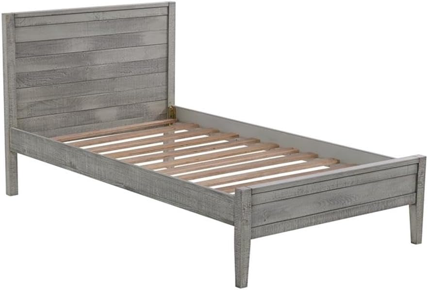 Windsor 3-pc Kids Bedroom Set, Twin Panel Bed, Rustic Gray, Two Matching Nightstands, Pine Wood, Metal Drawer Glides, 42 in. W x 79 in. D x 39 in. H Bed, 22 in. W x 17 in. D x 25 in. H Nightstands