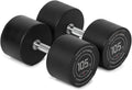 Titan Fitness Round Urethane Dumbbells, Medium Volcano Knurling, 33mm Grip, Easy-to-Read Weight Indicators, Free Weights for Strength Training