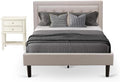 East West Furniture FN08K-1VL0C 2-Piece Fannin King Bedroom Set with 1 Platform Bed and a Small Nightstand - Reliable and Durable Construction - Mist Beige Linen Fabric