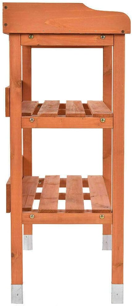 Multi-Function Desk Work Station Potting Bench Table Tool Shelf Storage Room Garage, Indoor Outdoor Garden Wooden Recessed Deck Potting Patio Balcony