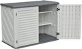 Heavy-Duty Plastic Storage Shed with Floor – Weather-Resistant Outdoor Utility Shed for Garden Tools, Lawn Equipment & Yard Supplies (M-with partitions -White + Plastic-1)