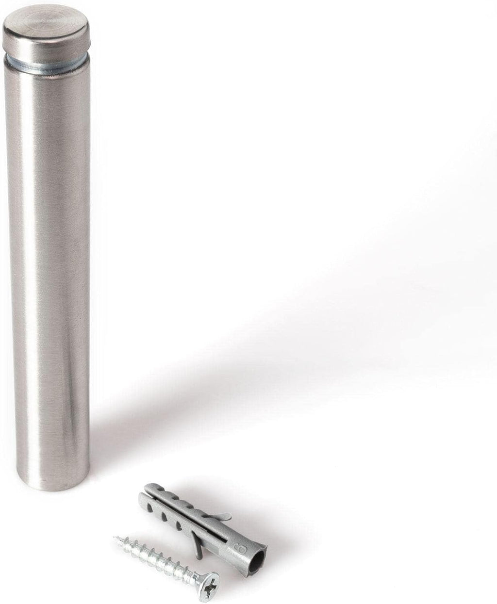 Stainless Steel Standoff 5/8 Inch Diameter x 4 Inch Barrel Length Brushed Finish for PVC, Glass and Acrylic Sign Stand Off Wall Anchors and Screws 100 Piece Commercial Space Pack