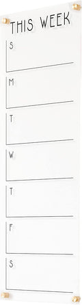 Weekly Acrylic Calendar Dry Erase Wall Calendar Minimalist Style Office Calendar (14'W x 38'H, Champagne Gold Standoffs)