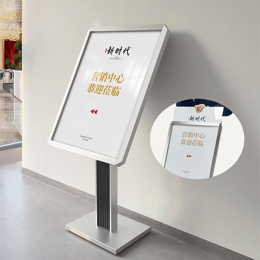 Heavy-Duty Adjustable Poster Sign Stand - Indoor/Outdoor Floor Display Holder for Store & Sidewalk Advertising(Color:Black)