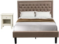 East West Furniture KD16F-1GA0C 2 Pc Full Bedroom Set - 1 Full Size Bed Frame Dark Khaki Linen Fabric Padded and Headboard with 1 Nightstand Bedroom - Wire Brushed Butter Cream Finish Nightstand