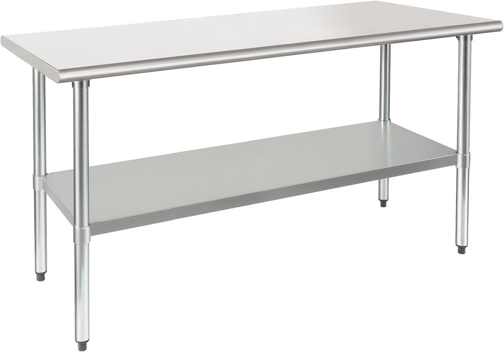HARDURA Stainless Steel Table 30X60 Inches with Undershelf and Galvanized Legs NSF Heavy Duty Commercial Prep Work Table for Restaurant Kitchen Home and Hotel
