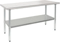 HARDURA Stainless Steel Table 30X60 Inches with Undershelf and Galvanized Legs NSF Heavy Duty Commercial Prep Work Table for Restaurant Kitchen Home and Hotel