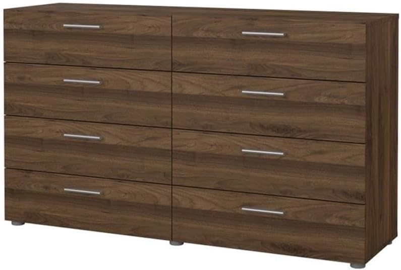 Pemberly Row Set of 2 8-Drawer Double Dresser & Cream Boucle Fabric Twin Bed