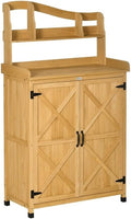 Outdoor Storage Cabinet & Potting Table,Wooden Gardening Bench W/Patio and Magnetic Doors,for Backyard Gardens(D)