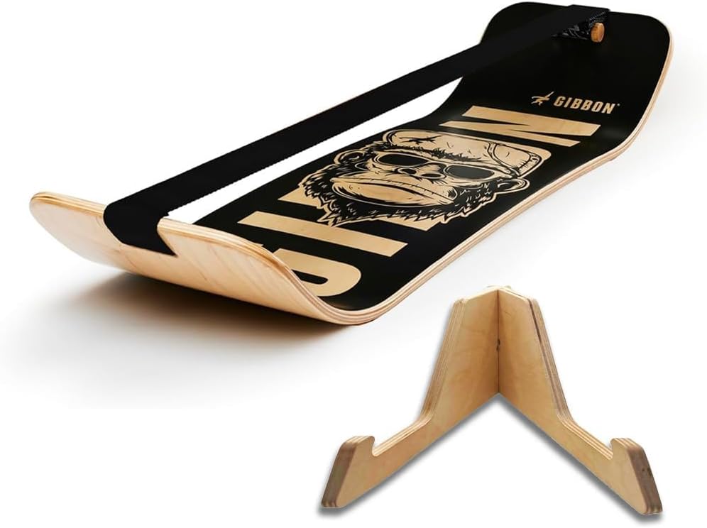GIBBON SlackBoard - GiBoard Balance Board Kids & Adults - Slackline Balance Trainer - Slack Board Core Workout Equipment Home Gym Training - Standing Desk Exercise - Yoga, Agility, Pilates & More