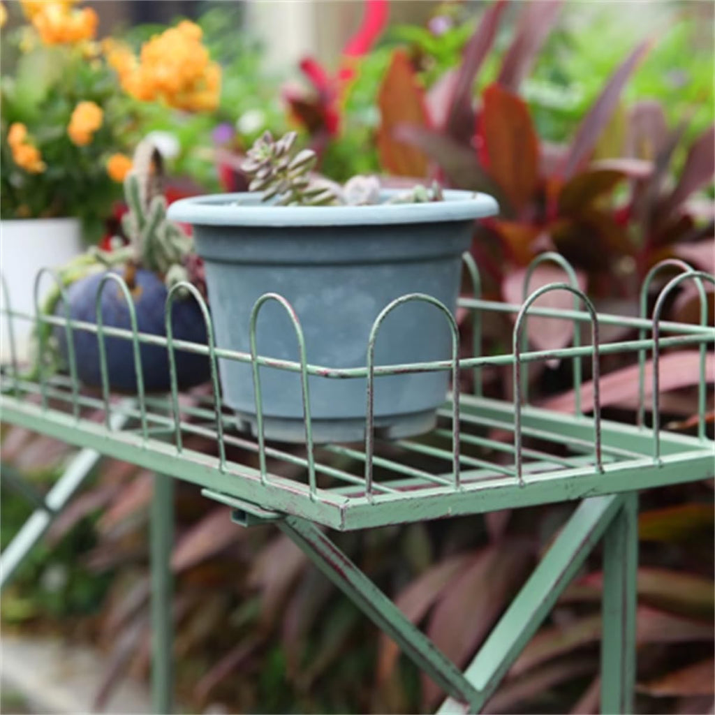 Trapezoidal Floor-Standing Flower Stand, Heavy-Duty Metal Plant Stand,Multi-Layer Storage Rack, Kindergarten Decorative Rack,Garden Potting Benches & Tables,for Courtyard Garden Balcony,Green