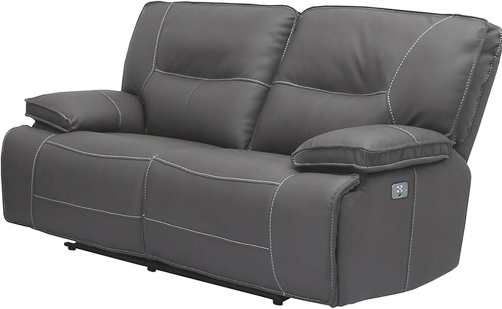 Pemberly Row Haze Power Reclining Sofa Set, Upholstered High-Performance Fabric, Wall-Hugger Design, USB Charger, Wide Armrests, Includes Sofa, Loveseat, Recliner, Living Room Furniture, 1080 lbs