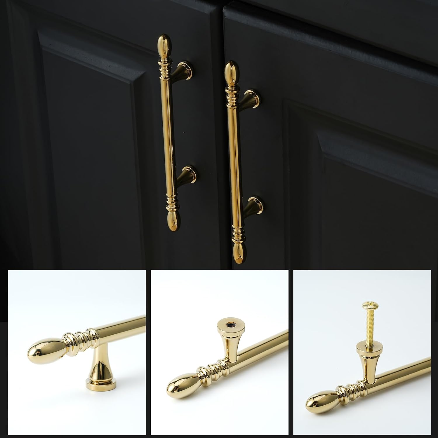 10 Pack Solid Brass Cabinet Pulls 5' Hole Center Drawer Pulls Gold Cabinet Handles for Cupboard Dresser Wardrobe Furniture and Bathroom Fixture