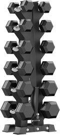 PAPABABE Hex Dumbbell Set with Rack, 85-560lb Rubber Encased Dumbbell Free Weights Dumbbells Set with Storage Rack, Hand Weights Set for Strength Training