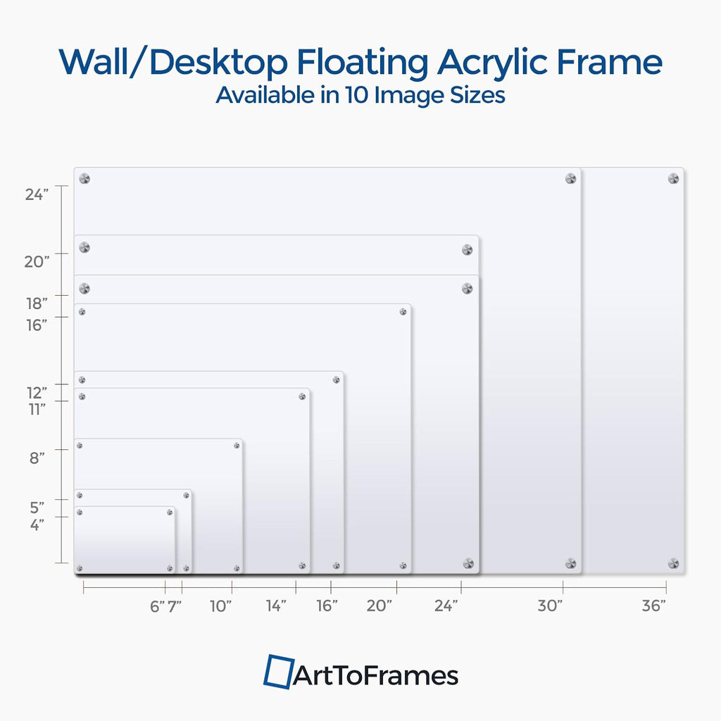 ArtToFrames Floating Acrylic Frame for Pictures Up To 24x36 inches (Full Frame is 28x40) with Black Standoff Wall Mount Hardware, Acrylic-109-24x36-82