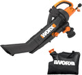 WORX Trivac 3 in 1 Electric Leaf Blower for Lawn Care, Leaf Vacuum with 350 CFM & 210 MPH, Leaf Mulcher with Metal Impeller, WG505