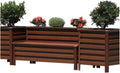 Bench with Planter Box, Outdoor Planter Benches Outdoor Bench Wooden Raised Garden Bed with Planter Box, Large Wood Planter Bench Deck Plant Box for Porch, Patio, Garden, Brown Garden Bench