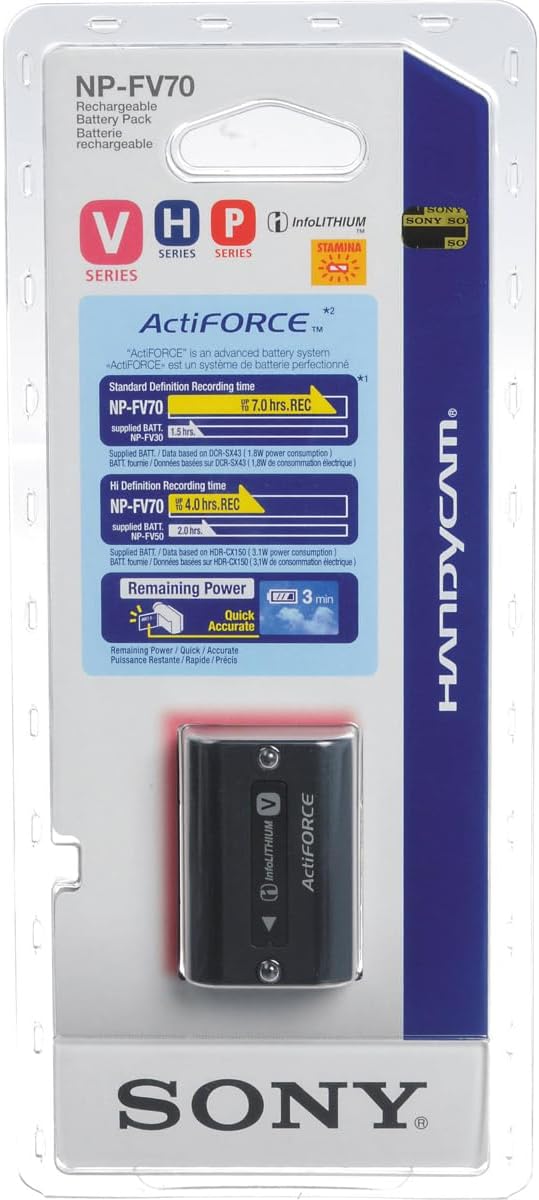Sony NP-FV70A V-Series Rechargeable Digital Camera Battery Pack, Black