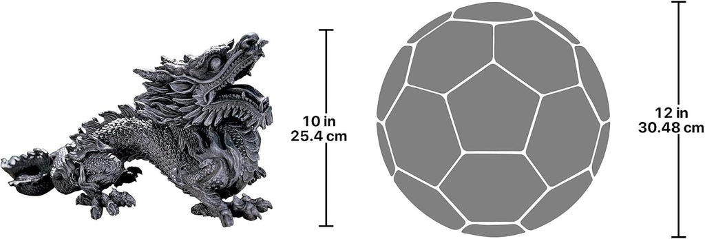 Design Toscano Benevolent Dragon Asian Garden Statue, 27 Inch, Resin, Gray Stone Finish