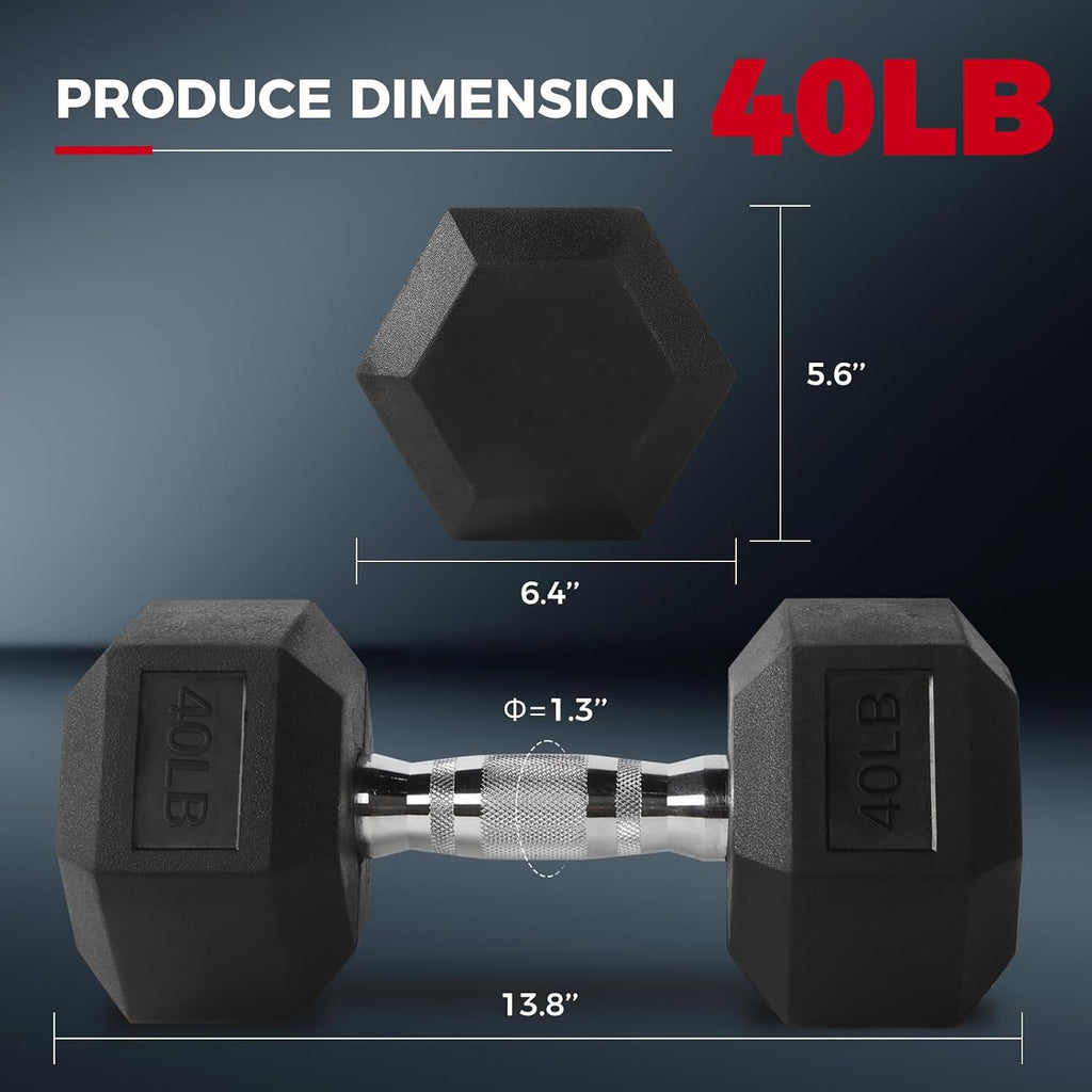 RitFit Rubber Coated Hex Dumbbell Set with Rack, 5-780LB for Home Gym Strength Training, Anti-Slip Knurled Handle, Hexagon Anti-Roll, Heavy-Duty Storage Rack