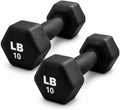 Neoprene Hexagon Dumbbells with Cast Ergo Handle (1 to 15lbs Pack of 1, 2, 4) | Durable Anti-Slip Exercise & Fitness Strength Training Free Weights for Home Gym | Black | For Men & Women