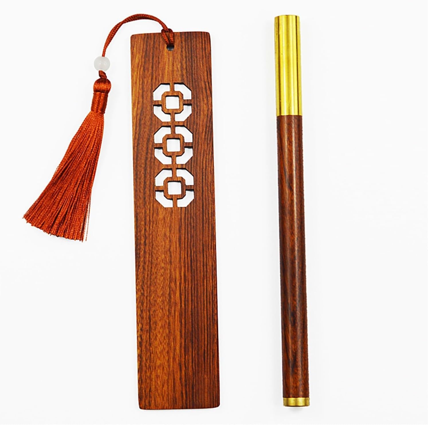 Classical Beauty with Literary Bookmark Pen Hollow Mahogany Set Gift Box